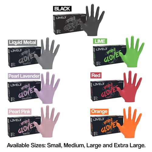 L3 Level 3 Nitrile Gloves - Professional Heavy Duty Disposable Gloves - Latex Free - Fits Snug - Box of 100 - color: Lavender, size: Medium (Pack of 100)