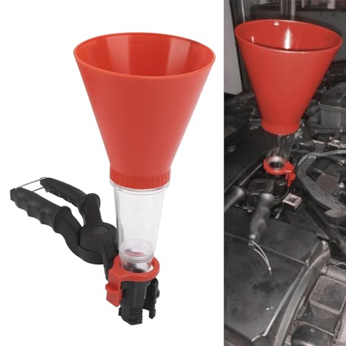 Engine Oil Funnel Kit, 3Pcs Universal Anti Static Engine Oil Funnel Tool, Spill Proof Labor Saving Automotive Funnels Set for Car, Easy to Use 1 Person Design (Red) - color: 1#