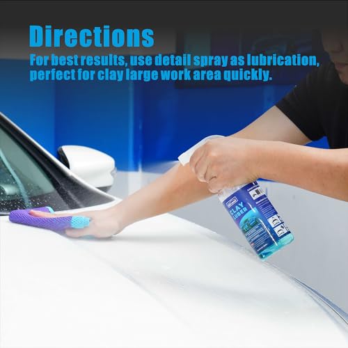Clay Bar Towel Auto Detailing Claying Cloth - Faster & Effective Rubbing and Cleansing Tool, Smooth Paint Surface Prep for Waxing, Polishing and Sealant (12in x 12in, Purple)