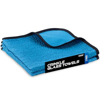 VIKING Glass Microfiber Cleaning Cloth for Car and Home 2 Pack, Glass Towels for Mirror, and Picture Frames, and Car Detailing Kit, 16 inch x 16 inch, Blue - size: 2 Pack