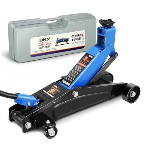 DNA Motoring 3 Ton Low Profile Floor Jack, 3 tons (6000 lbs) Capacity Fast Lift Hydraulic Trolley Service/Floor Jack, 7.7 "-21" Lifting Range, Blue, TOOLS-00674-BL - color: Blue, style: 3 ton