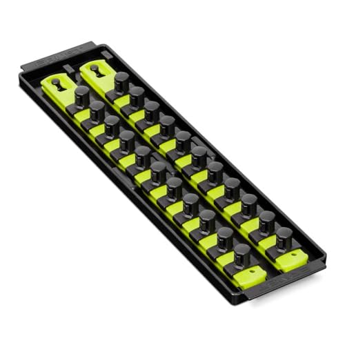 Ernst Manufacturing 8469HV 13-Inch Socket Boss, Premium 2-Rail 1/2-Inch-Drive Socket Organizer, High Visibility - Made in the USA - color: Hi-viz, size: 1/2", style: 13-INCH