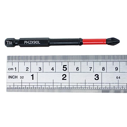 10 Pack Phillips PH2 Magnetic Anti Slip Screwdriver Bit Set 3-1/2" Length TS2 Anti-Slip Long Drill Bits Impact Driver Bits - size: Length:90mm