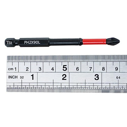 10 Pack PH2 Magnetic Anti-Slip Screwdriver Bits, 3.5 Inch | PH2 Long Phillips Bits with Anti-Slip Tip, Strong Magnetic Holding Impact-rated Durability Phillips #2 Bits for Impact Driver - size: Length:90mm