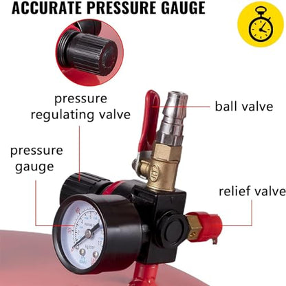 VEVOR Oil Drain Container, 20 Gallon Waste Oil Drain Tank, Portable Oil Lift Drain Pan Air Operated Drainer, Fluid Fuel Drainage Adjustable Funnel Height with Pressure Regulating Valve & Wheel - size: 20 Gallon