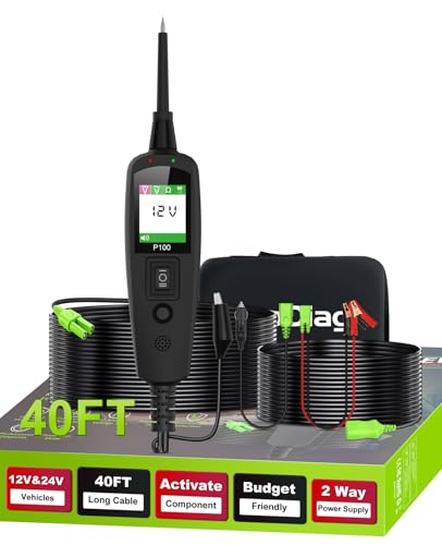 Circuit Tester Automotive, Power Circuit Probe Tester, Test Light Automotive with 40FT Cable, Car Fuse Tester, AC DC 12V 24V Car Diagnostic Tool, P100 - style: P100