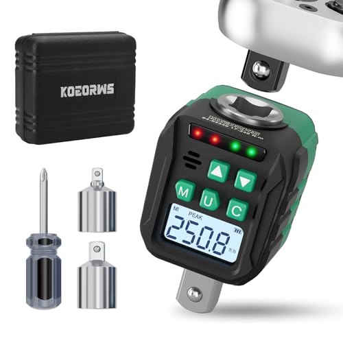 1/2-Inch Digital Torque Adapter, 12.54-250.8 Ft.lb/17-340 N.m, Electronic Torque Wrench Converter with ±2% Accuracy, Preset Function, Data Storage, 3/8” & 1/4” Adapter for Bike, Moto, Car - size: 12.5-250.8 Ft-lb/17-340 Nm