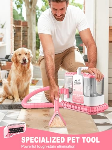 Upholstery Cleaner Machine, 16Kpa Portable Carpet & Upholstery Spot Cleaner Machine, Deep Stain Cleaning for Carpet, Pets, Stairs, Car Seat, Couch, with 5 Cleaning Tools and Cleaning Solutions