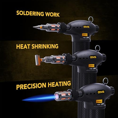 LEXIVON Butane Torch Multi-Function Kit | Premium Self-Igniting Soldering Station with Adjustable Flame | Pro Grade 125-Watt Equivalent (LX-771)