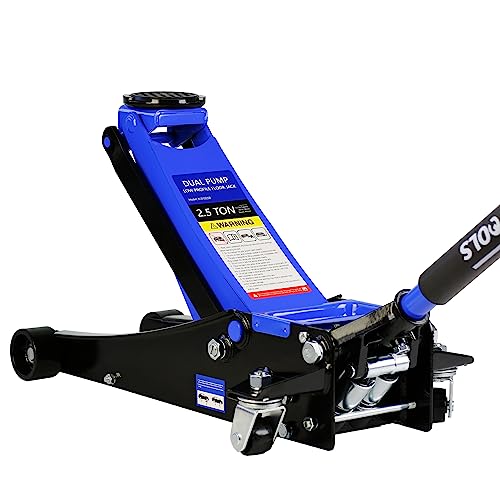 2.5 Ton Low Profile Floor Jack - Heavy Duty Steel Racing Floor Jack with Dual Piston Quick Lift Pump Professional Hydraulic Trolley Floor Jack Lifting Range 3.5"-19.5", Blue - color: Blue, size: 2.5Ton Dual Pump 3.5"-19.5"