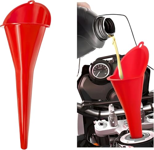 Long-Neck Oil Funnel for Automotive – Multi-Function Plastic Funnel for Oil, Gas & Lubricants – Universal Car Accessory (Red (1-Pack)) - color: Red (1-Pack)