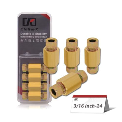 24 PCS 3/16" Brake Line Fittings Kit - 24 Threads Assortment for 3/16" Tube - Includes 8 PCS Unions, 16 PCS Nuts - size: For 3/16" Tube
