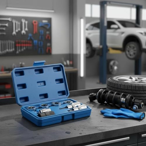 8 Pieces Chassis Strut Removal Kit Various Sizes shock absorbers Mount Remover Portable Case Upper Strut Mount Socket Kit for Mechanics