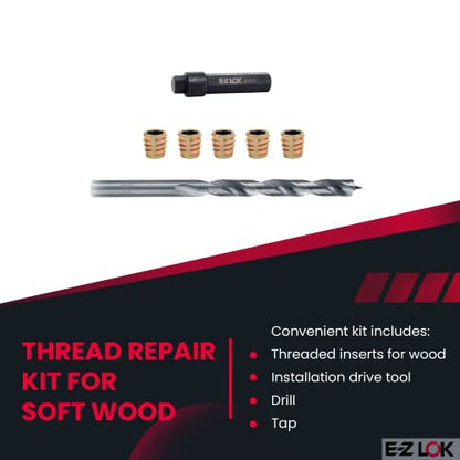 E-Z LOK E-Z Hex Thread Repair Kit for Soft Wood Flush Threaded Inserts M8-1.25 x 13mm, Drill, Installation Tool - size: M8-1.25 x 13mm, style: Flush
