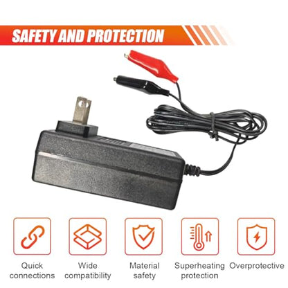 12V 2A Sealed Lead Acid Smart Battery Charger, SLA Maintainer Automatic Trickle Charger with Alligator Clips & Short Circuit Protection for Car, Motorcycle, ATV, Boat, RV, Truck
