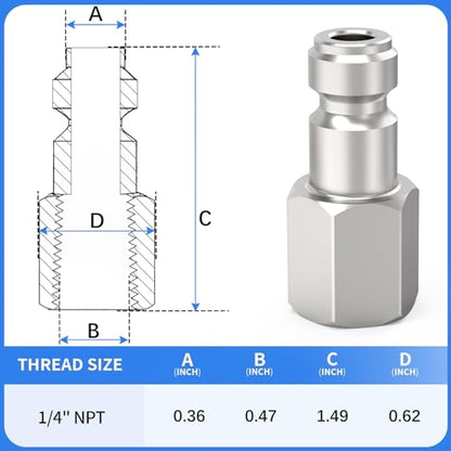 ChillWaves Automotive T-Style Air Plug, 1/4" NPT Female Pneumatic Plugs, Air Compressor Accessories Fittings(20-PACK) - size: 1/4" FNPT(1/4" Body)