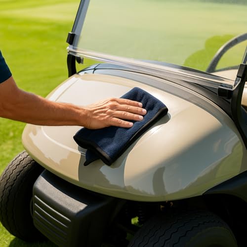 4 Pcs Golf Cart Cleaner Kit, Golf Cart Body Windshield Polish Cleaner with Cleaning Brush Towels, Removes Hard Water Stains, Battery Acid, Grease, Lubricates & Rust Proofs