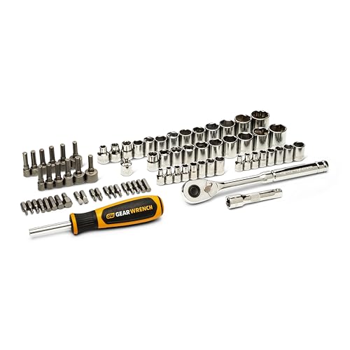 GEARWRENCH 75 Piece 1/4” & 3/8” Drive 72-Tooth 6 Point SAE/MM Mechanics Hand Tool Set | GW38CBMTS75