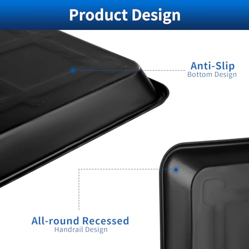 2Pcs Large Oil Drip Pan for Under Car, 22.8" x 21.6" x 1.6", Black | Heavy Duty Plastic Oil Catch Pan, Waterproof Leak-Proof Reusable,Oil Catch Pan Replacement Tray for Keep Garage Floor Clean
