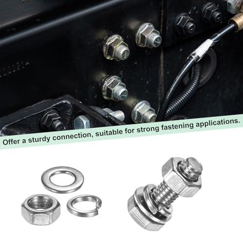 M METERXITY 4-Pack Hex Head Screw Bolt with Nuts Flat & Lock Washers M6x18mm Stainless Steel Bolts and Nuts Kit Fully Threaded Metric Bolt Assortment for Equipment/Machinery - size: M6 x 18mm