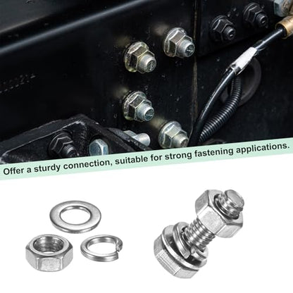 M METERXITY 4-Pack Hex Head Screw Bolt with Nuts Flat & Lock Washers M6x18mm Stainless Steel Bolts and Nuts Kit Fully Threaded Metric Bolt Assortment for Equipment/Machinery - size: M6 x 18mm