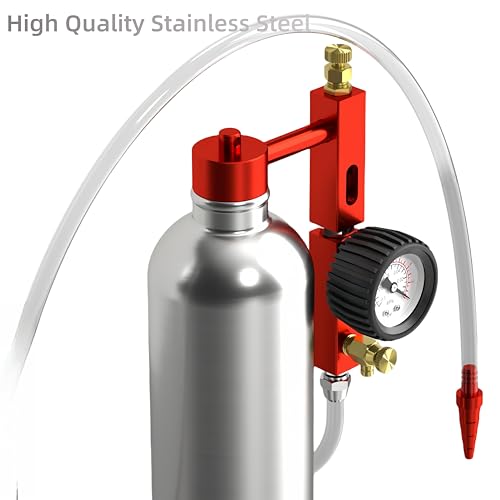 Fuel and Exhaust System Cleaning Tool, Diesel Fuel Injector Cleaner Kit, 600ML Stainless Steel Hanging Bottle Catalytic Cleaner Tool, Three-Way Self-Priming, Adjustable Liquid Flow
