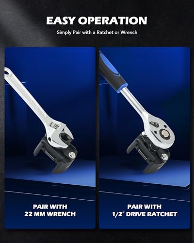 Orion Motor Tech 2 pc. Oil Filter Removal Tool, 60-80 mm & 80-105 mm Adjustable Oil Filter Wrench, Oil Filter Removal Tool, 1/2" & 22 mm Drive Universal Oil Filter Wrench, Black