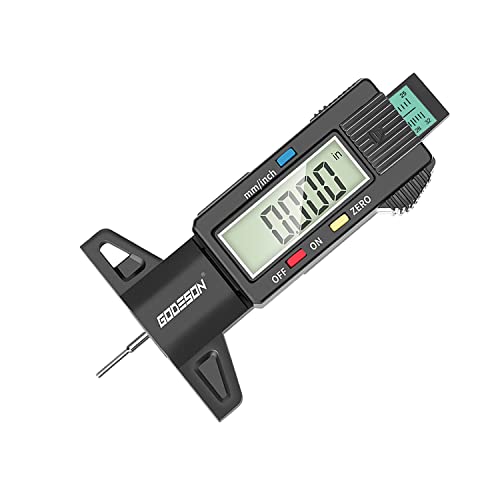 GODESON Tire Tread Depth Gauge,Digital Tire Tread Depth Gauge in 1Inch/25.4mm with Color-Coded Bar, Easy Read Tire Depth Gauge for Cars, Trucks, Motorcycles - size: Single, style: Digital Tire Tread Depth Gauge