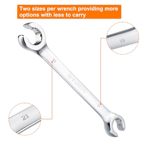 HARFINGTON Flare Nut Metric Wrench 19mm x 21mm CR-V Mirror Polished Chrome Plating Metric Wrench for DIY Hand-making Automotive Repairs and Household Maintenance - size: 19mm x 21mm