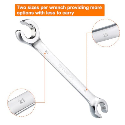 HARFINGTON Flare Nut Metric Wrench 19mm x 21mm CR-V Mirror Polished Chrome Plating Metric Wrench for DIY Hand-making Automotive Repairs and Household Maintenance - size: 19mm x 21mm
