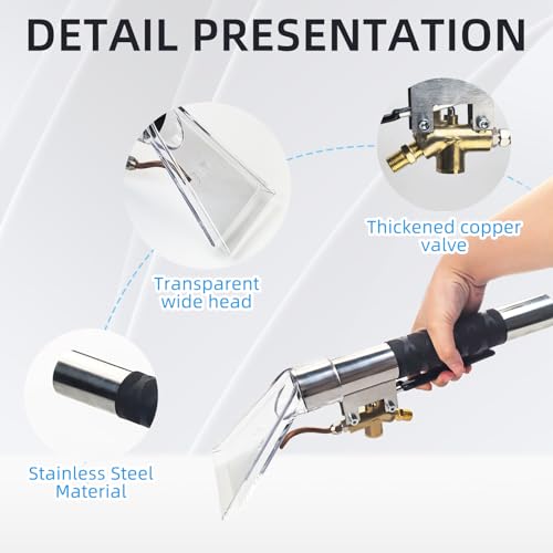 Extractor Head, Carpet Cleaning High Pressure Steam Extractor Wandwith Non-slip Heat-insulating Grip, Upholstery and Auto Detailing Hand Wand for Removing Dust and Absorbing Water