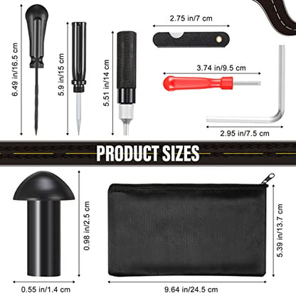 Landhoow 19 Pcs Tire Repair Kit Mushroom Plug Set, Heavy Duty Tubeless Tire Puncture Repair Tool Kit for Cars, Trucks, Motorcycles & ATV, Emergency Roadside Flat Fix Set with Portable Storage Pouch