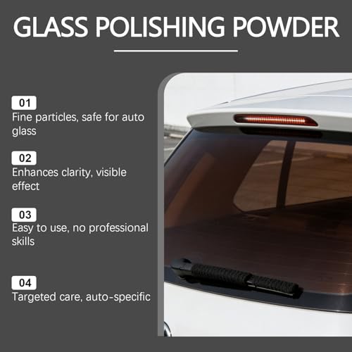 Glass Polishing Powder Window Cleaner | 30g Glass Polishing Compound with Sponge for Automotive Vehicle Cars SUV Van Truck RV Restoration