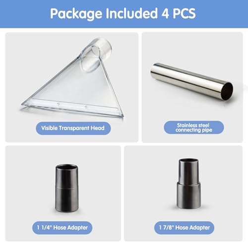 Universal Clear Vacuum Extraction Accessory Compatible with All Shop Vac | come with 1-7/8", 1-1/4" Adapters Wet Dry Vacuum Cleaner Attachments for Upholstery Carpet Cleaning Car Detailing - size: Large