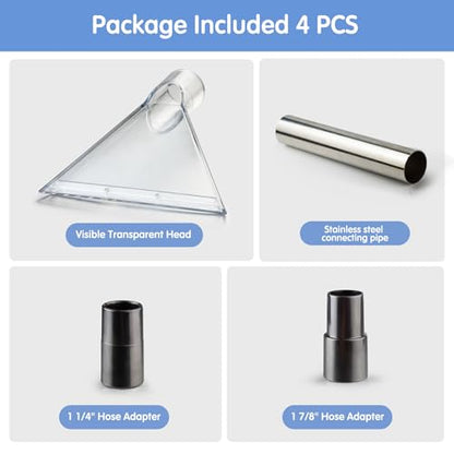 Universal Clear Vacuum Extraction Accessory Compatible with All Shop Vac | come with 1-7/8", 1-1/4" Adapters Wet Dry Vacuum Cleaner Attachments for Upholstery Carpet Cleaning Car Detailing - size: Large