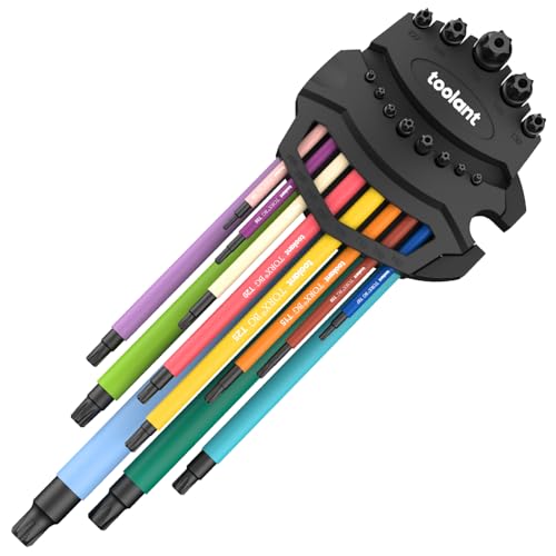 toolant Torx Wrench Set 13pcs(T6-T50),Extra Long Arm Security Metirc Star Wrench Set, Crafted Torx Key Set with Color Coded Sleeves for Furniture Assembly, Bicycle Maintenance, Household DIY - size: 13PCS (TORX)