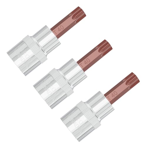3PCS 3/8" Drive T40 Torx Bit Socket, S2 Steel Bits, Heat Treated CR-V Steel Star Sockets 1.9" Length - size: T40