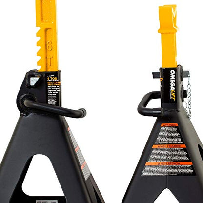 Heavy Duty 6 Ton Jack Stands Pair - Double Locking Pins - Handle Lock and Mobility Pin for Auto Repair Shop with Extra Safety (JZ060)