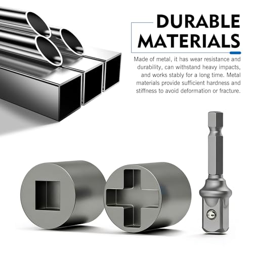 3PCS Scissor Jack Adapter for Hand Drill, Thickened Metal Lifting Tool Socket with Conversion Adapter, for Most Handheld Automatic Jacks, for Various Maintenance Scenarios (Silver)