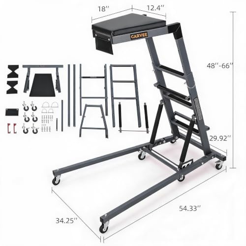 Garvee Automotive Top Side Creeper, 48-68 Inch Adjustable Height, 400 LBS | 48"-68" Adjustable Height, 400LBS Capacity, Dark Gray, 6 Swivel Casters, Foldable, Heavy Duty, For Garage & Auto Shop Repair - color: Dark Gray