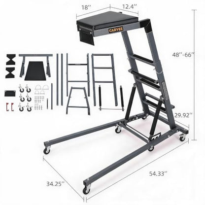 Garvee Automotive Top Side Creeper, 48-68 Inch Adjustable Height, 400 LBS | 48"-68" Adjustable Height, 400LBS Capacity, Dark Gray, 6 Swivel Casters, Foldable, Heavy Duty, For Garage & Auto Shop Repair - color: Dark Gray