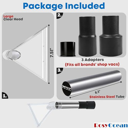 Universal Compatible with All Shop Vacs Extractor Attachment with 2-1/2" & 1-7/8" & 1-1/4" Three Adapters Auto Detailing Vacuum Head Extraction Accessory for Upholstery & Carpet Cleaning - size: Large