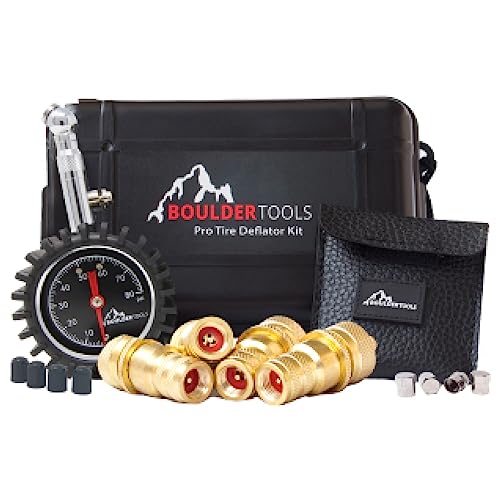 BOULDER TOOLS Automatic Tire Deflator Kit - Adjustable 0-80 PSI Air Down Tire Deflators with Gauge for Jeeps, Trucks, 4x4 & Off Road Vehicles
