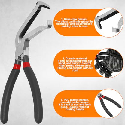 Electrical Disconnect Pliers for Cars - Automotive Electrical Connector Disconnect Pliers Long Spark Plug Disassembly Pliers Electrical Plug Fuel Line Disconnect Tools Pliers 60 Degree - color: 1*Black 60°