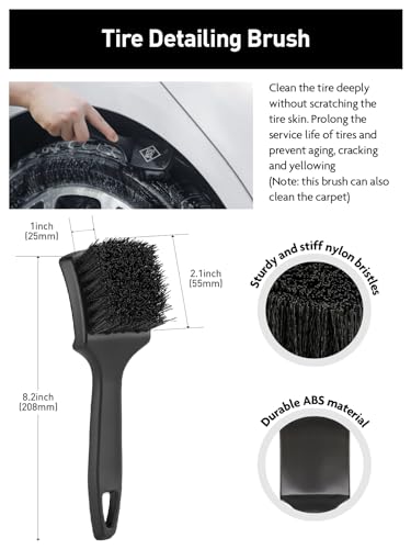 Fantasticlean 6PCS Car Wheel Brush Kit for Cleaning Tires | Tire Brush, Soft Rim Brush, Bendable Wheel Cleaner Brush for Cleaning Wheels, Double-Ended Detailing Brush, Applicator Pads - size: 6PCS-WDK001