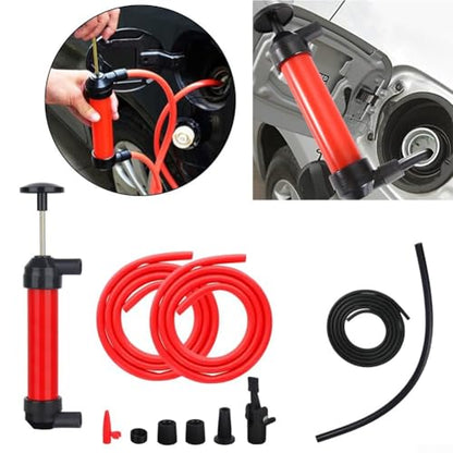 Manual Siphon Pump Kit for Oil Change - Portable Fuel Transfer Tool with Hose for Car Diesel Gas - 2.6m Tube