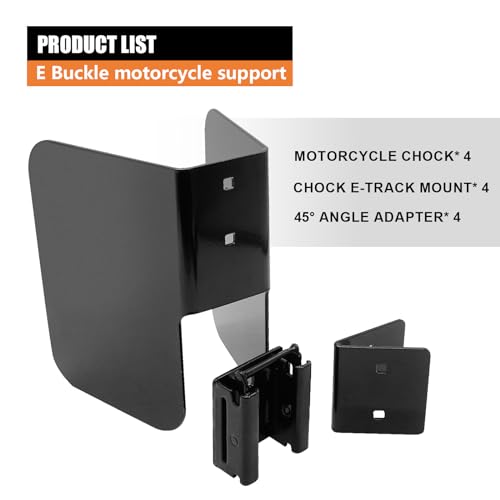 4Pack E-Track Wheel Chock for Motorcycle, E Track Dirt Bike Wheel Chocks, E-Track Accessories Hardware, Supports Tires up to 6” Wide Black