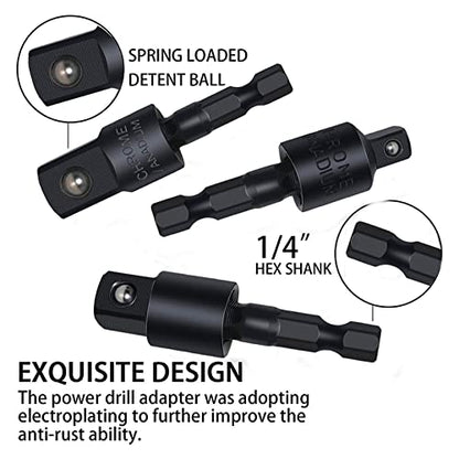 17Pcs Flexible Drill Bit Extension, Include 3Pcs Rotatable Socket Adapter 2Pcs Hex Shank 105° Right Angle Drill Attachment 10 Short Screwdriver Bits 90° Angled Bits and Bendable Extension - color: 17*black