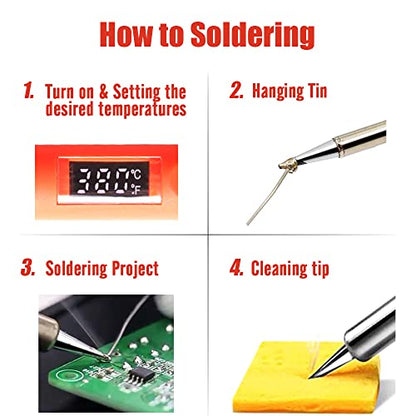 Electronic Soldering Iron Kit, 120W Digital Soldering Gun Tools, Portable Easy-play Solder Kit with 5pcs Extra Tips, 50g Solder Wire, Heavy Duty Holder, Cleaning Sponge, Solder Paste - color: Digital 120w 10-in-1