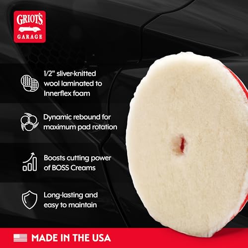 Griot's Garage BOSS Knitted Wool Pads for Car Detailing, Polishing and Paint Correction, Buffing Pads Compatible with BOSS Creams, 5.5”, Set of 2 - size: 5.5 Inch Pads (Set of 2)